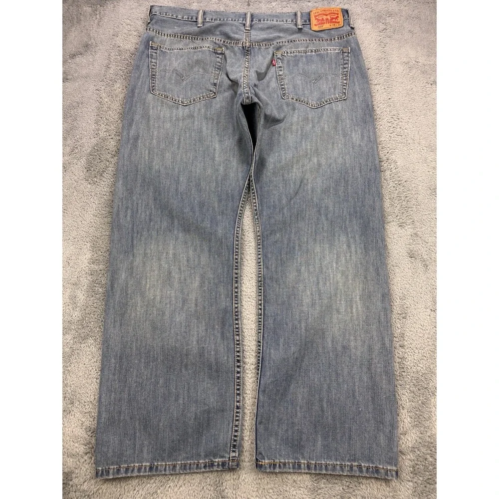 Levis 569 Jeans Men 38x30 Blue Loose‎ Baggy Straight Whisker Distress Denim